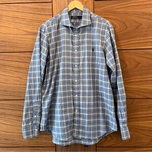 Polo by Ralph Lauren Men's Blue & Gray Classic Plaid Shirt - Sz L